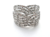 Wide Diamond Ring Sterling Silver Size 10