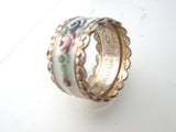 Wide Guilloche Enamel Rose Sterling Band Ring Size 7 - The Jewelry Lady's Store