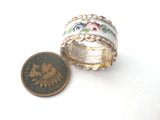 Wide Guilloche Enamel Rose Sterling Band Ring Size 7 - The Jewelry Lady's Store