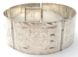 Wide Sterling Silver Panel Bracelet Vintage - The Jewelry Lady's Store