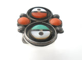 Zuni Coral Turquoise Mother of Pearl Ring Size 6 - The Jewelry Lady's Store