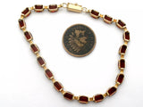 Garnet Tennis Bracelet 10K Yellow Gold Vintage - The Jewelry Lady's Store