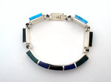 Taxco Bracelet Black Onyx Lapis Malachite Vintage - The Jewelry Lady's Store