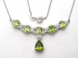 Peridot & Diamond Lavalier Necklace 18" - The Jewelry Lady's Store