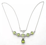 Peridot & Diamond Lavalier Necklace 18" - The Jewelry Lady's Store