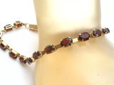 Garnet Tennis Bracelet 10K Yellow Gold Vintage - The Jewelry Lady's Store