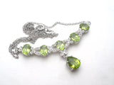 Peridot & Diamond Lavalier Necklace 18" - The Jewelry Lady's Store