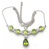 Peridot & Diamond Lavalier Necklace 18" - The Jewelry Lady's Store