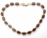 Garnet Tennis Bracelet 10K Yellow Gold Vintage - The Jewelry Lady's Store