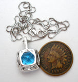10K Blue Topaz Pendant on 14K Gold Necklace - The Jewelry Lady's Store