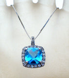 10K Blue Topaz Pendant on 14K Gold Necklace - The Jewelry Lady's Store