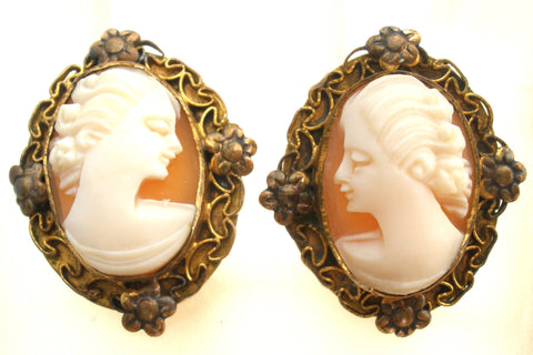12K Gold Filled Cameo Earrings Vintage