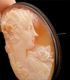 Victorian Cameo Brooch Carved Sterling Silver Frame Antique Pin - The Jewelry Lady's Store
