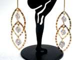 14K Gold Dangle Earrings With Cubic Zirconias - The Jewelry Lady's Store