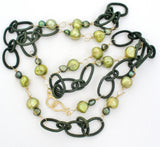 14K Gold Over Sterling Green Pearl Necklace Designs by Veronica - The Jewelry Lady's Store