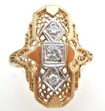 Art Deco 14K Yellow Gold Diamond Ring Size 7 - The Jewelry Lady's Store