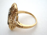 Art Deco 14K Yellow Gold Diamond Ring Size 7 - The Jewelry Lady's Store