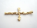 14K Yellow Gold Nugget Cross Pendant - The Jewelry Lady's Store