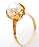 14K Gold Akoya Pearl Ring Size 7.5 - The Jewelry Lady's Store