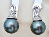 18K Tahitian Pearl & Diamond Earrings - The Jewelry Lady's Store