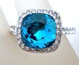 18K Gold Plated Blue CZ Ring Size 10.5 - The Jewelry Lady's Store