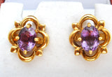 18K Yellow Gold 2.5 Ct Amethyst Earrings - The Jewelry Lady's Store