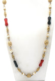 1928 Co Red & Black Gold Tone Necklace - The Jewelry Lady's Store