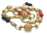 1928 Co Red & Black Gold Tone Necklace - The Jewelry Lady's Store