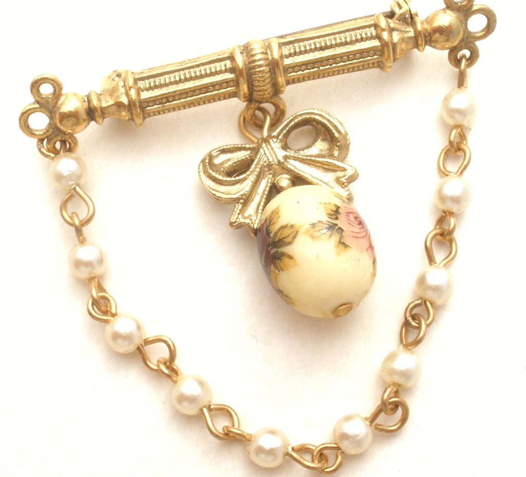 1928 Co Rose & Pearl Brooch Vintage - The Jewelry Lady's Store