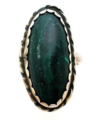 Sterling Silver Green Malachite Gemstone Ring Size 5