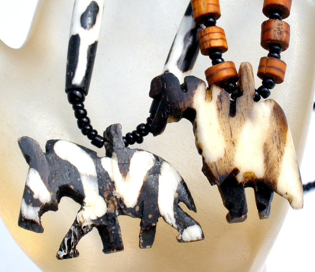 2 Horse Zebra Bead Necklaces Vintage - The Jewelry Lady's Store
