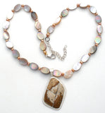 Abalone, Pearl & Jasper Bead Pendant Necklace - The Jewelry Lady's Store