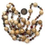 Agate Jasper & Carnelian Bead Necklace 34" - The Jewelry Lady's Store