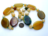 Agate & Yellow Quartz Bead Necklace 30" - The Jewelry Lady's Store
