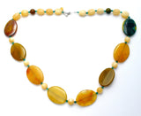 Agate & Yellow Quartz Bead Necklace 30" - The Jewelry Lady's Store