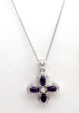 Amethyst CZ Sterling Silver Necklace 20" - The Jewelry Lady's Store