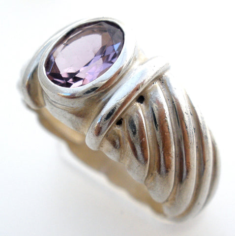 Amethyst Cable Ring Sterling Silver Size 7.5