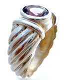 Amethyst Cable Ring Sterling Silver Size 7.5 - The Jewelry Lady's Store