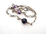 Amethyst Bead Figaro Bracelet Sterling Silver - The Jewelry Lady's Store