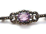 Amethyst & Marcasite Sterling Silver Bar Pin - The Jewelry Lady's Store