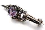 Amethyst & Marcasite Sterling Silver Bar Pin - The Jewelry Lady's Store
