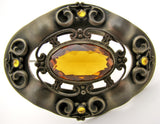 Antique Brass Citrine Brooch Pin - The Jewelry Lady's Store