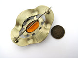 Antique Brass Citrine Brooch Pin - The Jewelry Lady's Store