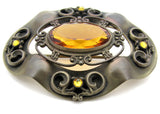 Antique Brass Citrine Brooch Pin - The Jewelry Lady's Store