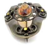 Antique Brass Citrine Brooch Pin - The Jewelry Lady's Store