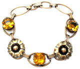 Art Deco Flower & Rhinestone Bracelet - The Jewelry Lady's Store