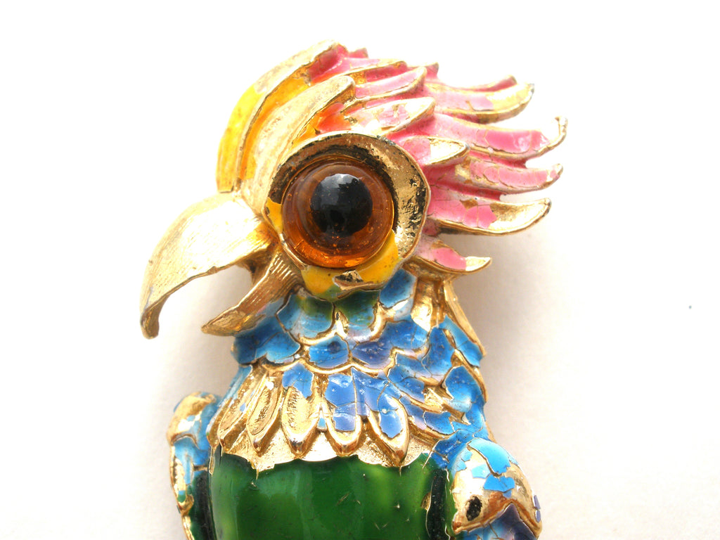 Art Enamel Parrot Bird Brooch Pin Vintage – The Jewelry Lady's Store