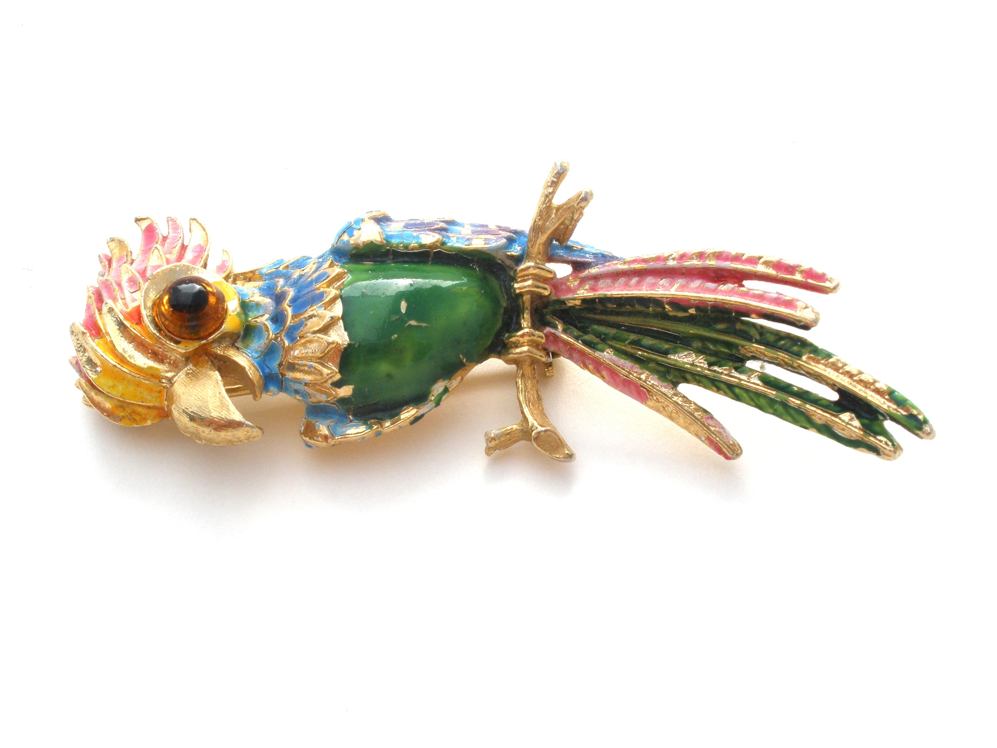 Art Enamel Parrot Bird Brooch Pin Vintage – The Jewelry Lady's Store