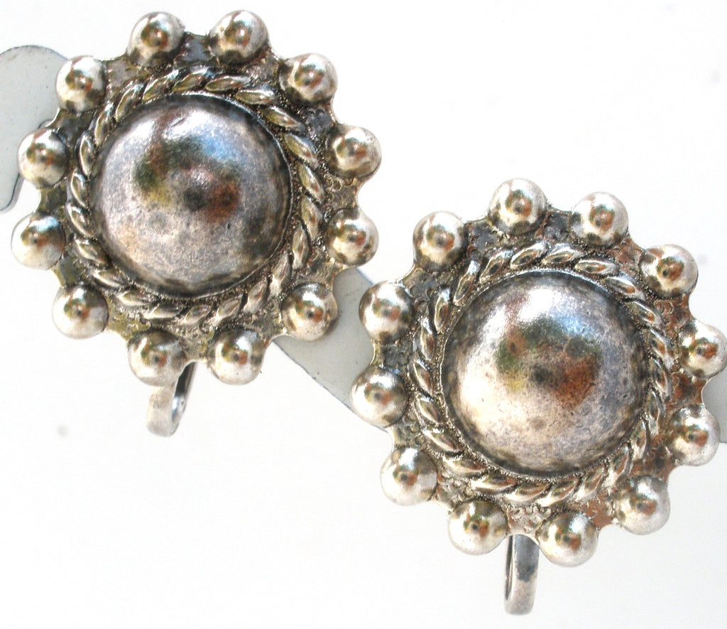 Vintage Pearl Sterling Silver Screw Back Earrings
