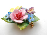 Artone Bone China Painted Flower Brooches Vintage - The Jewelry Lady's Store